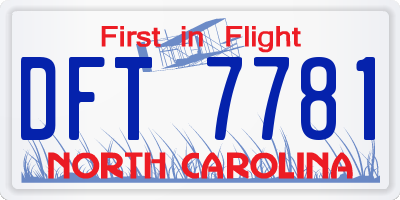NC license plate DFT7781