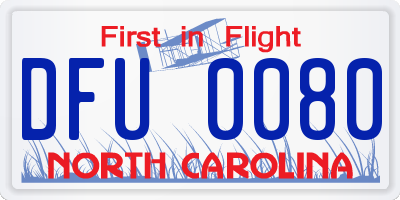 NC license plate DFU0080