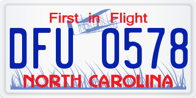 NC license plate DFU0578