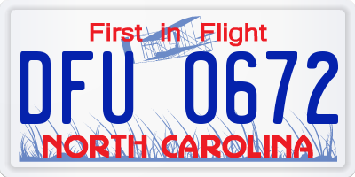 NC license plate DFU0672