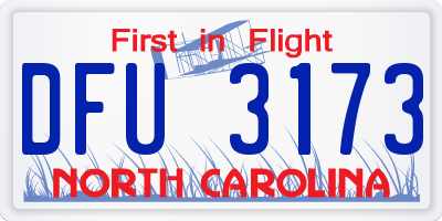 NC license plate DFU3173