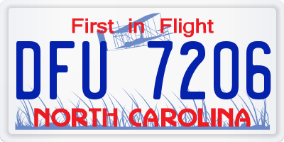 NC license plate DFU7206