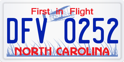 NC license plate DFV0252
