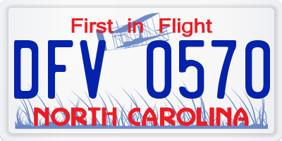 NC license plate DFV0570