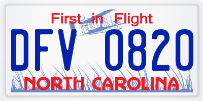NC license plate DFV0820