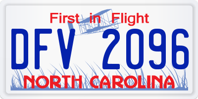 NC license plate DFV2096