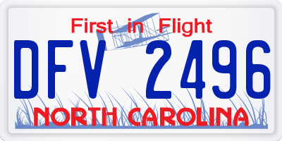 NC license plate DFV2496