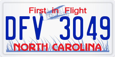 NC license plate DFV3049