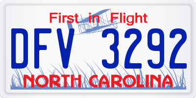 NC license plate DFV3292