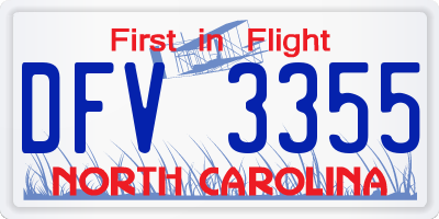 NC license plate DFV3355