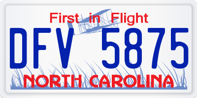 NC license plate DFV5875