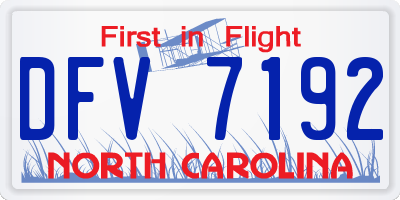 NC license plate DFV7192