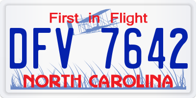 NC license plate DFV7642