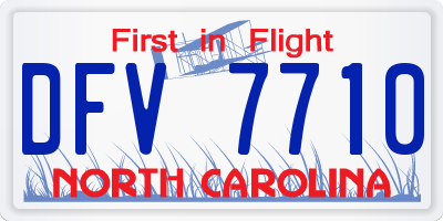 NC license plate DFV7710