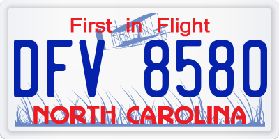 NC license plate DFV8580