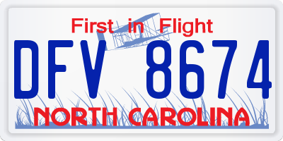 NC license plate DFV8674