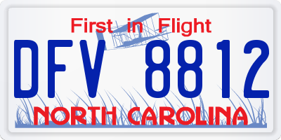 NC license plate DFV8812