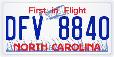 NC license plate DFV8840