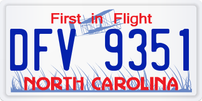 NC license plate DFV9351