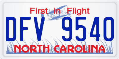 NC license plate DFV9540