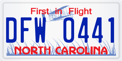 NC license plate DFW0441