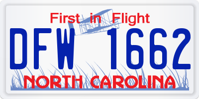 NC license plate DFW1662