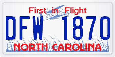 NC license plate DFW1870