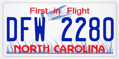 NC license plate DFW2280