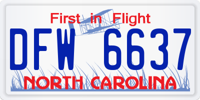 NC license plate DFW6637