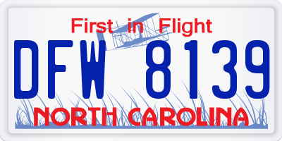 NC license plate DFW8139