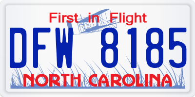 NC license plate DFW8185