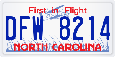 NC license plate DFW8214