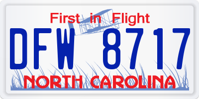 NC license plate DFW8717