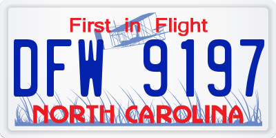 NC license plate DFW9197