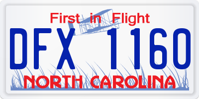 NC license plate DFX1160