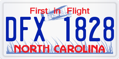 NC license plate DFX1828