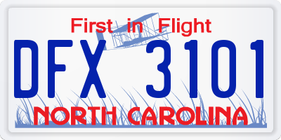 NC license plate DFX3101