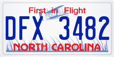 NC license plate DFX3482