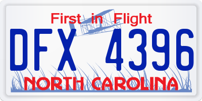 NC license plate DFX4396