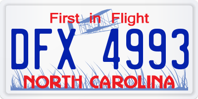 NC license plate DFX4993