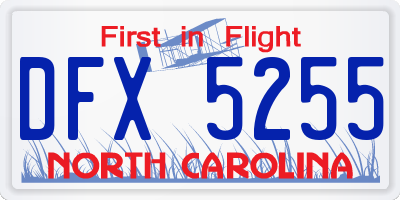 NC license plate DFX5255