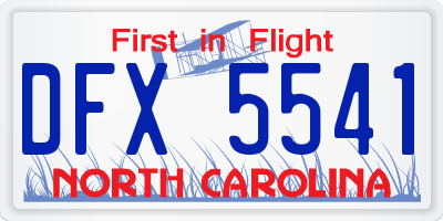 NC license plate DFX5541