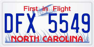 NC license plate DFX5549