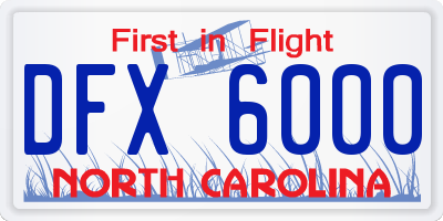 NC license plate DFX6000