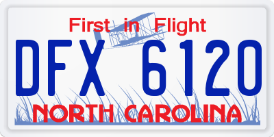NC license plate DFX6120