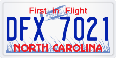 NC license plate DFX7021
