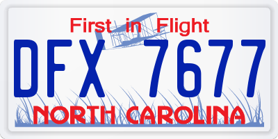 NC license plate DFX7677