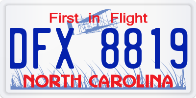 NC license plate DFX8819