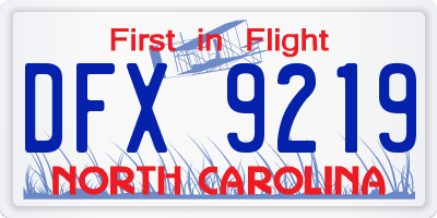 NC license plate DFX9219