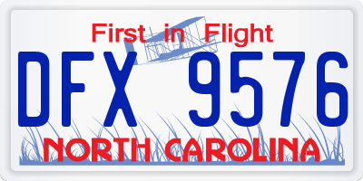 NC license plate DFX9576